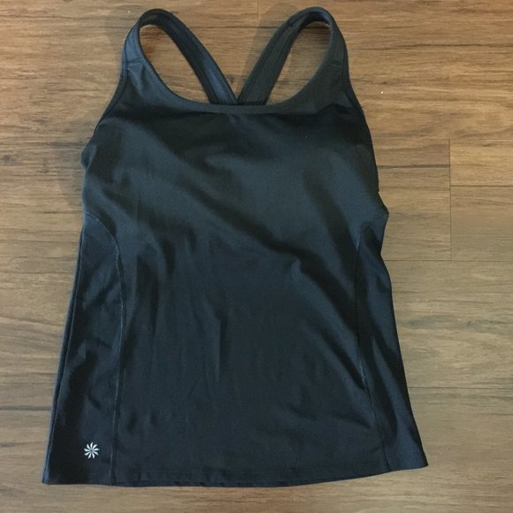 Athleta Tops - Athleta CrissCross Tank Built-in Bra Black M